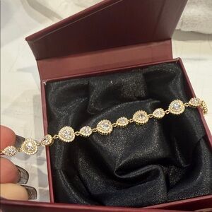 Gold-Plated Teardrop Crystal Tennis Bracelet - Women's Jewelry